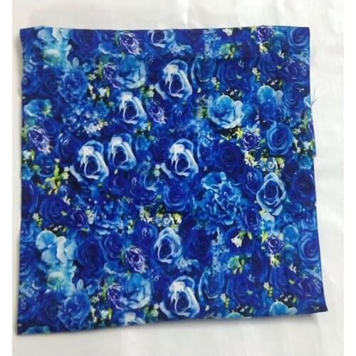 50x105cm Royal Blue Rose Flower Printed Cotton Fabric 001 Fabric Patchwork for Cloth Dress Party Home Decor