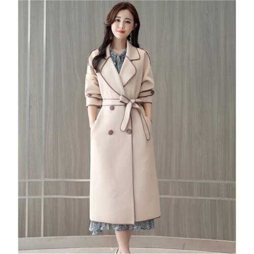 High quality Fashion long Windbreaker coat female trend Ladies coats Double-breasted coat 2019 Autumn New Korean clothing 1378