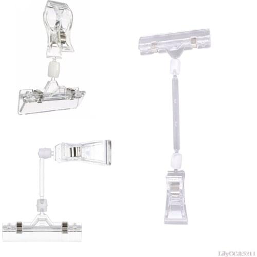 1PC Transparent T-clamps Price Label Tag Advertising Clips Holders Sign Display Stand Vertical Shelf Double-headed Clamps