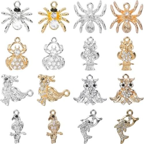 10Pcs Alloy Metal Animal Spider Charms Pendant Choker Necklaces Bracelet Handmade Jewelry Making
