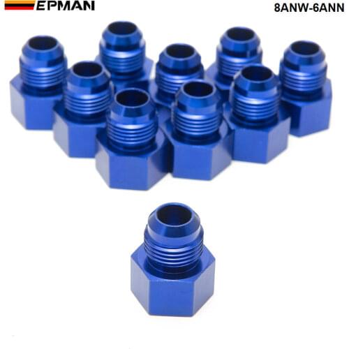 10PCS/LOT Fitting Flare Reducer Female -6 AN to Male -8AN Blue Flare Reducers Alloy Fitt 8ANW-6ANN