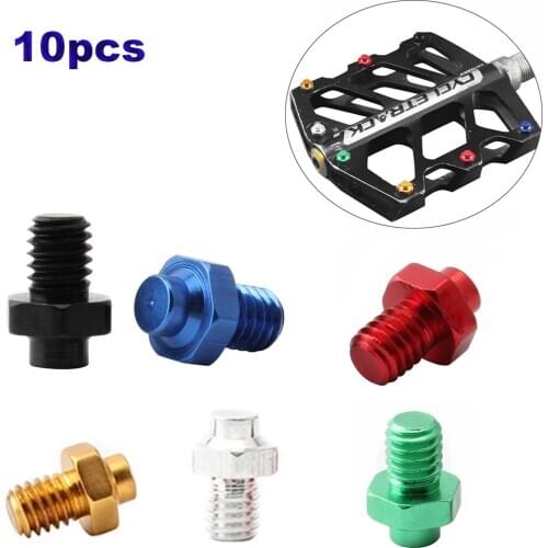 10 Pcs Road Mountain Bike Aluminum Alloy CNC M4 Anti-Skid Nail Screws Colorful Bicycle Pedal Fixed Bolts