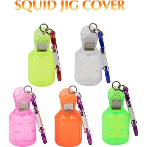 5pcs Jig Squid Hook Covers Protector With D Shape Carabiner For Egi Fishing Lure Wood Shrimp Clip-type Umbrella-shaped Storage