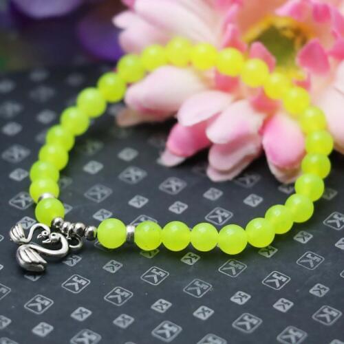 6mm Prevalent Fashion Yellow Lemon beads Chalcedony Bracelet hand chain for women girls Ladies Pendant Mandarin Duck Jewelry