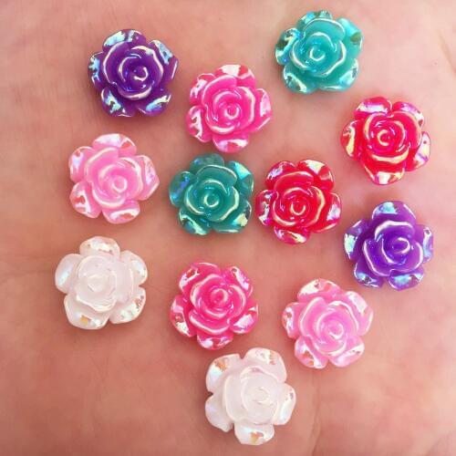 60pcs AB Resin 12mm mini cute Flower flatback rhinestone scrapbook Ornaments DIY Wedding appliques craft SW82*2