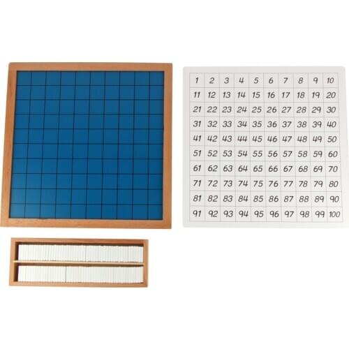 Kids Toys Montessori Hundred Board Wooden Numbers Puzzels for 1-100 Counting Childrens Early Educational Math Toy
