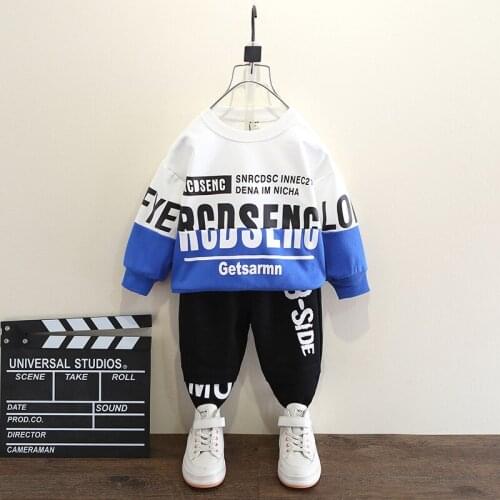 Letters Active Childrens Sets Boys Sweatshirt + Sweat Pant Kids T-shirt + Trousers Kits Childrens Cotton Clothes