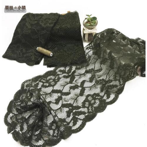 2 Meters Army Green Elastic Lace Trim Accessory DIY Ribbon Lace Swiss French Lace Bridal Headband Garter 23CM Width