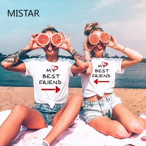 Best friends Printed Women letter T shirt short sleeve fashion casual white tops t shirt sister graphic tee women clothing