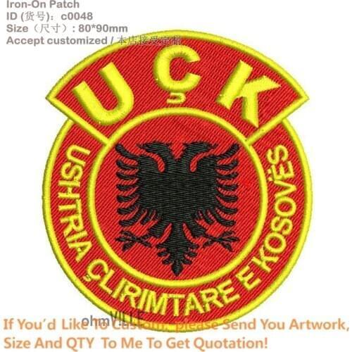 Customized Kosovo Liberation Army UCK Iron on Patches For Clothing Applique 3D Embroidery Bordados Eco-Friendly Embroidered Logo