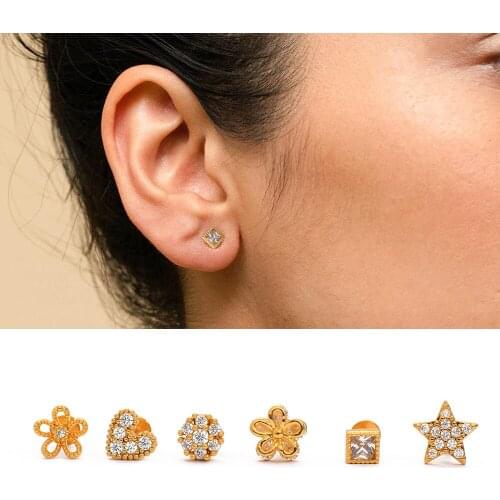 1Pc Stainless Steel Small Hoop Cz Cartilage Earring Flower Cross Cubic Zirconia Tiny Tragus Helix Rook Ear Piercing Jewelry Gift