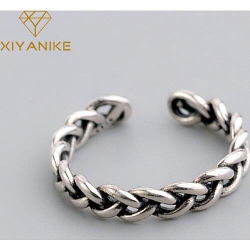 XIYANIKE 925 Sterling Silver Twist Weaving Chain Open Ring Female Simple Personality Jewelry Accessories Party Kольца Wholesale