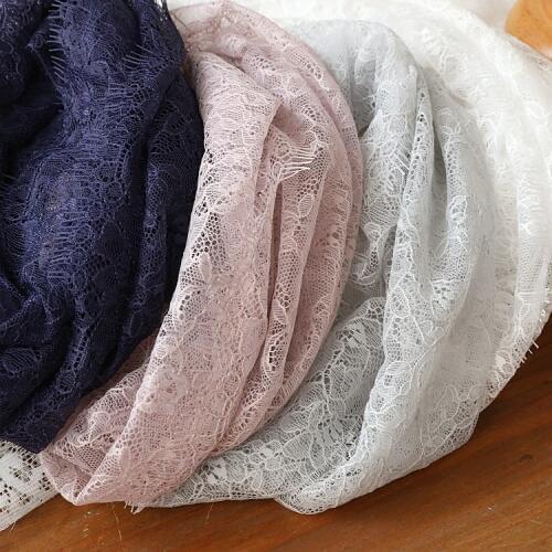 1.5yard/pcs, 2pcs/lot 18cm Wide Top Grade Grey/Dark Blue/ Milk White/Pink Eyelash Lace Fabric Home Garden Lace Accessory X433