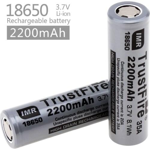 TrustFire IMR 18650 2200mah 35A 3.7V 8.1Wh High Drain Li-ion Rechargeable Battery Lithium Batteries For Flashlights