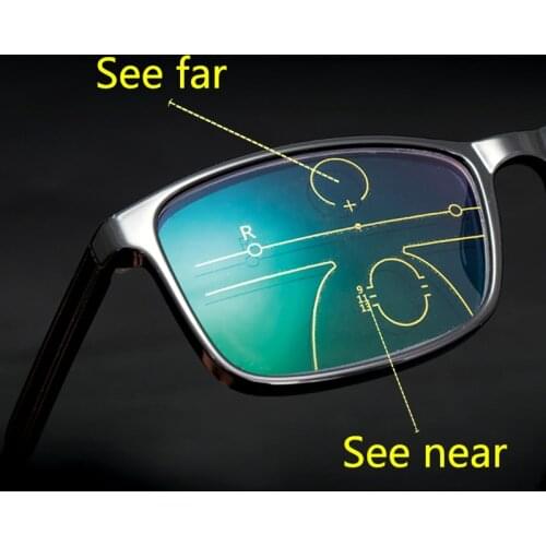 Men Progressive Reading Glasses Photochromic Multifocal Presbyopic Glasses Anti Blue Light AR Coating Big full frame