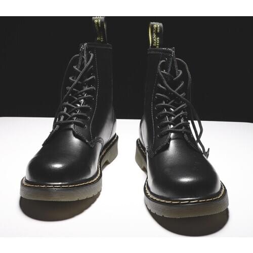 Male High-Top British Style Martin Boots Korean Wild Couple Autumn Lightweight Waterproofleather Boots Plus Cotton Winter