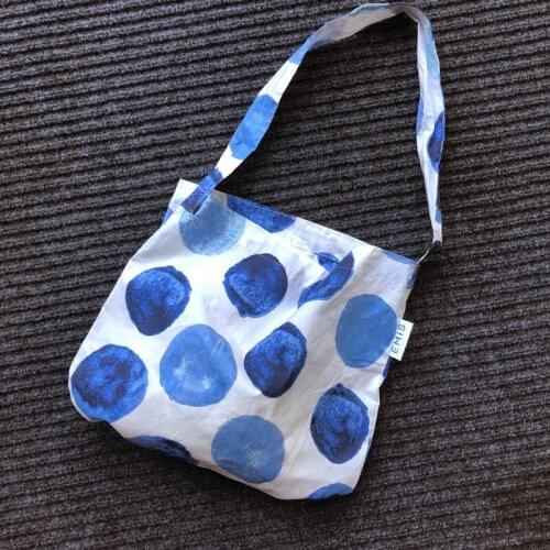 2021 New fashion Custom Small Waterproof Soft bag Fresh summer blue big wave dot thin cotton bag