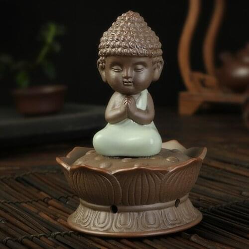 The new Ru Ge small purple incense vaporizer Tathagata plate pottery incense feng shui ornaments 0