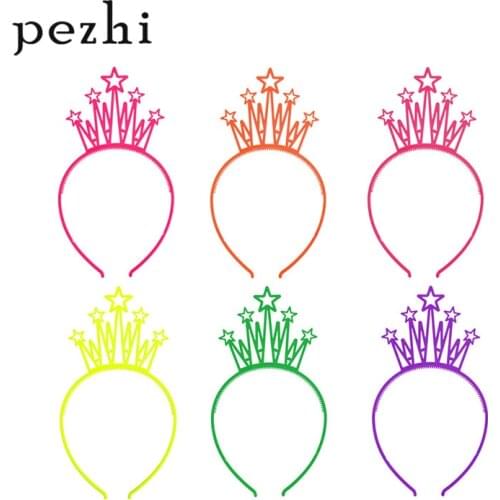 6pcs 2019 hot childrens crown five-pointed star headband Christmas party cute girl holiday hair accessories