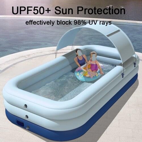 Water Sports Equipment Auto Inflation Swimming Pool Sun Resistant Float Raft Removable Canopy Pool For Backyard Water Party