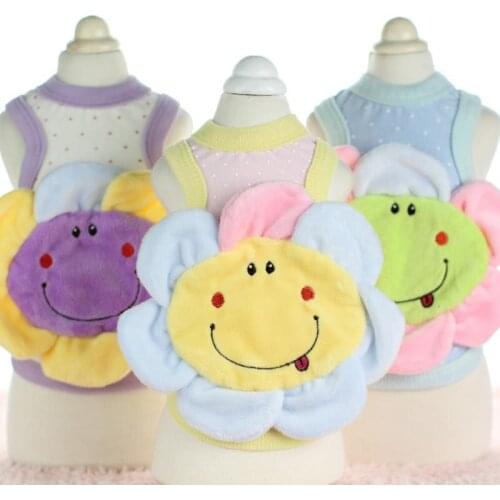 Sun Flower Dresses Dog Clothes for Dogs Cats Hoodies Vest Cat Wear Yorkie Maltese Chiwawa Products for Pets 2018 Spring