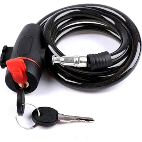 Theft Spiral Steel Cable Universal Protective Bicycle Lock Stainless Steel Cable Coil Bicycle Accessories Bike Lock with 2 Key