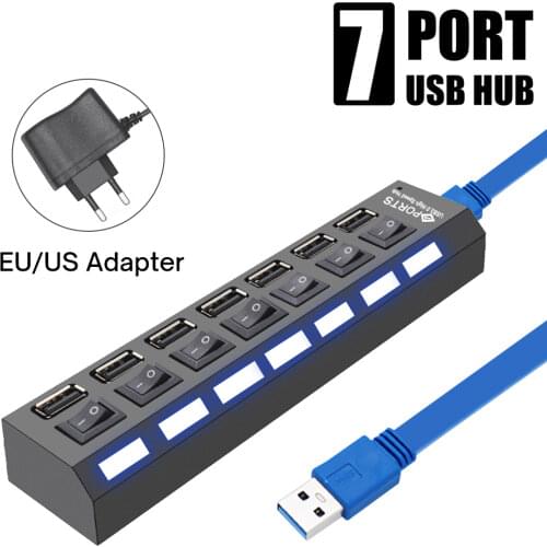 4/7 Port USB HUB 3.0 Splitter Multi USB 2.0 Multiport Switch with Power Adapter for PC Notebook Computer Laptop Accessories