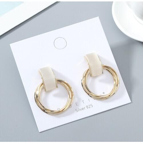 TONGKWOK Bohemia Exaggeration Dangle Earrings For Women Silk Thread Tassel Metal Long Chandelier Earrings #142625