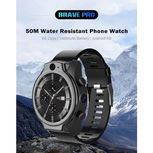 Brave Pro 5ATM 4G Smart Watch Men Watches Phone 4GB 64GB 13MP Dual Camera 1600mAh Face ID 1.69" GPS Smartwatch For Android IOS