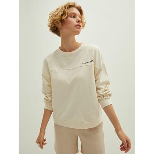 LCW VISION Bike Collar Printed Long Sleeve Women 'S Sweatshirt Trend, cotton, polyester, style, fashion, casual