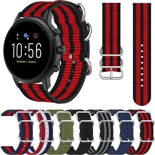 Fabric Band for Fossil Gen 5 Carlyle HR / Julianna / Garrett / Fossil Hybrid Smartwatch HR Woven Nylon Strap Watchband Bracelet