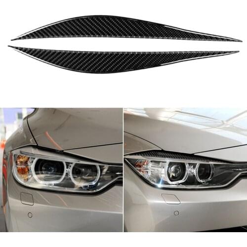 Carbon Fiber Car Headlight Eyelid Eyebrow Cover Sticker Trim Headlamp Anti Rub Strips Car Styling For BMW F30 F31 F32 F33 F34