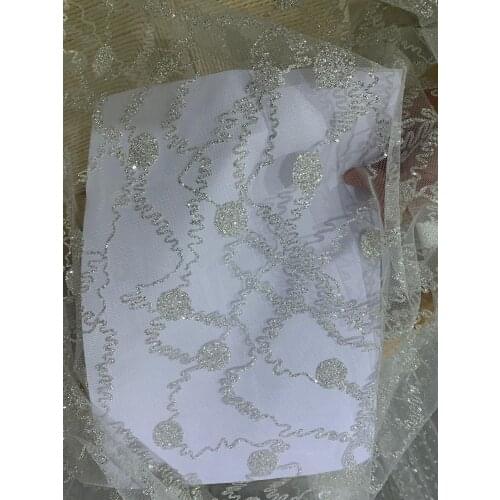 Stock 5yards/bag Silver art design fashionable new flash powder fabric European and American style for wedding dress design