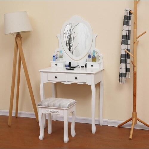 Oversea Stock!!!Modern Style Dressing Table Heart-shaped Mirror Dresser Multi-purpose Makeup Table Home Bedroom Furniture HWC