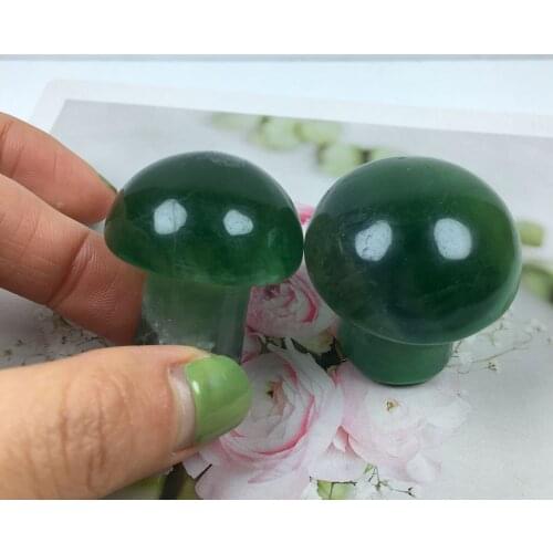 1pcs Beautiful hand carved natural quartz crystal stone green fluorite mushroom