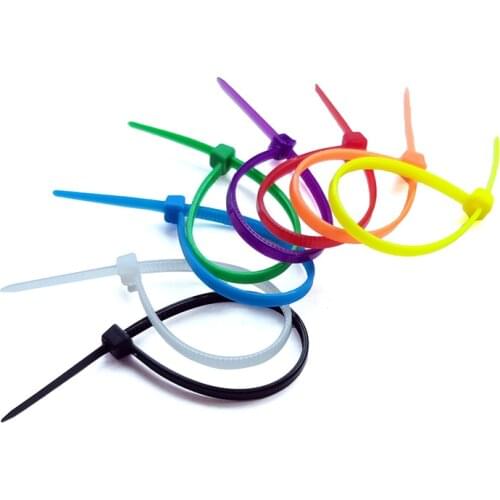 100 pcs/lot 8 Color 3*100mm bag width 2.5MM Nylon Cable Ties Wraps Self-Locking Strong Cable Strap International Standards