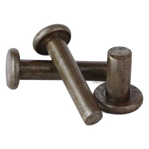 2pcs M8 solid flat iron GB109 rivet hand rivet dark true iron color 8-40mm length