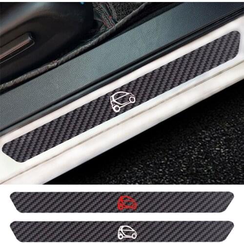 4PCS Car Door Sill Anti kick Stickers Carbon Fiber Auto Door Sticker For Benz Smart Fortwo II Cabrio coupe Roadster coupe cabrio