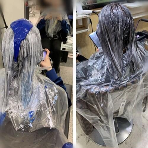 50Pcs Disposable Hairdressing Capes PE Waterproof Apron Cutting Perm Dye Hair Cape Barber Transparent Hairdressing Cloth