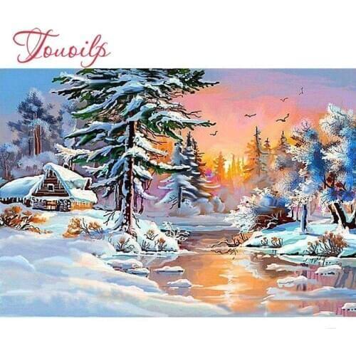 TOUOILP Full Square/Round Drill 5d DIY Diamond Painting"Bos in de winter"Embroidery Cross Stitch Mosaic Home Decor Gift