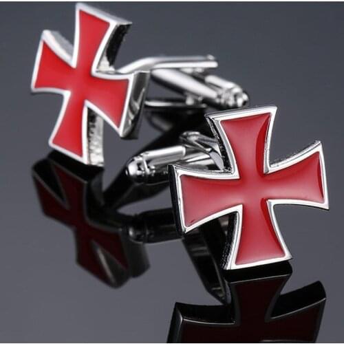 AS288 High quality red cross Cufflinks new fashion brand jewelry clothing gift Cufflinks mens Wedding Shirt Badge Pin