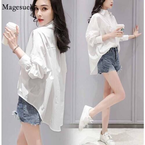 White Long Sleeve Loose Shirt Plus Size Women Clothing Elegant Women 2020 New Autumn Blusas Mujer De Moda 2020 Clothes 11195