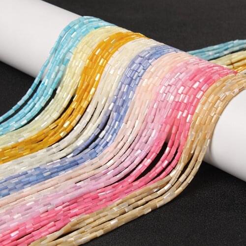 4x8/3x5mm Natural Mother of Pearl Shell Tube Beads Dyed Freshwater Shell Loose Beads for Jewelry Making DIY Bracelet Necklace15"