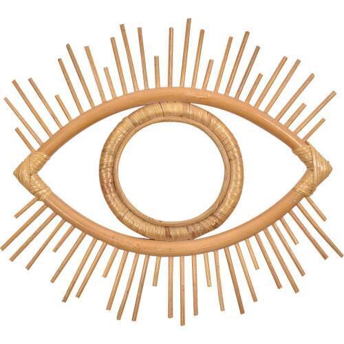 Eye Shape Decor Mirror Frame Rattan Art Rattan Mirror Frame Bathroom Wall Hanging Mirror Frame Innovative Photo Frame Crafts