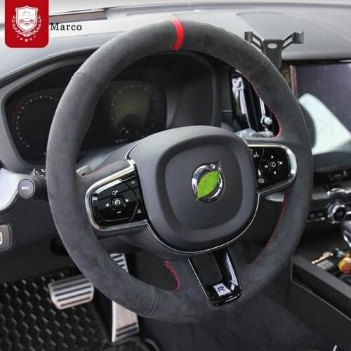 For Volvo XC60 S60L XC90 S90 S80 Real Alcantara Premium hand-sewn grip cover Comfortable Steering wheel cover car accessories