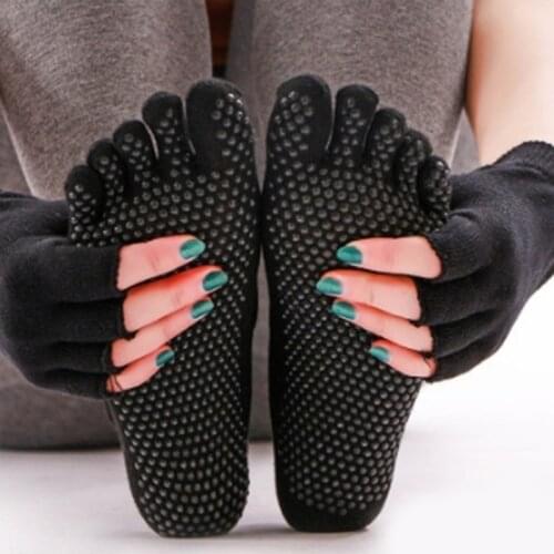 Women Yoga Socks Anti Slip Five Fingers Hollow Out Ankle Socks Ballet Gym Fitness Sports Female Floor Socks 5 Colors
