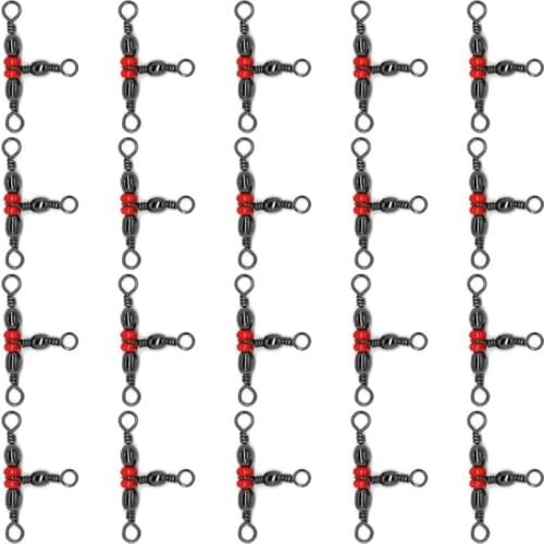 E56D 20Pcs 3 Way Brass Fishing Rolling Barrel Swivel Bearing Connector Solid Ring New