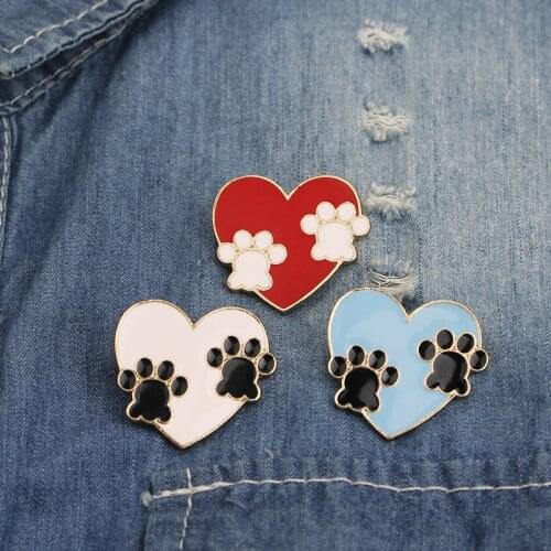 Cat Paw Heart Enamel Pins Cartoon Claw Print Brooches Button Badges Denim Shirt Backpack Lapel Pin Jewelry Gifts for Pet lover