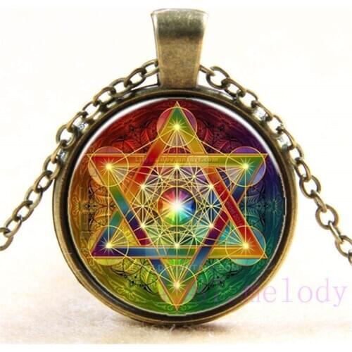 Hexagram Star Beautiful Creative Vintage Photo Cabochon Glass Chain Necklace,Charm Women Pendants Fashion Jewelry Gifts