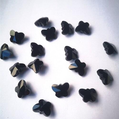 Hot Selling 100pcs/lot 14mm Black Crystal Glass Butterfly Chandelier Beads 1Hole For Jewelry Making Diy Suncatcher Decoration